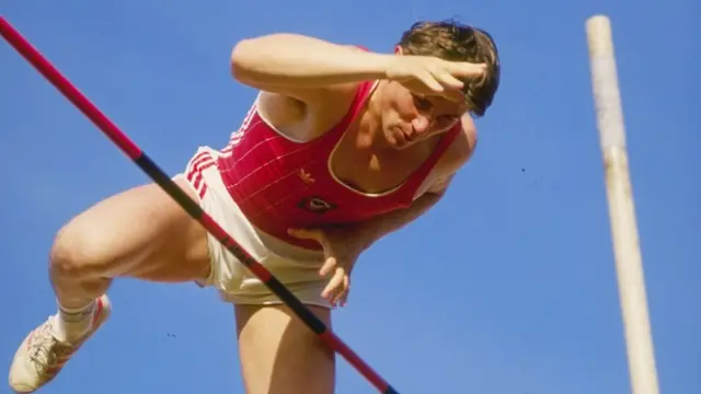 Sergey Bubka of the USSR clears the bar in the Pole Vault event during the Helsinki Grand Prix in Helsinki, Finland.