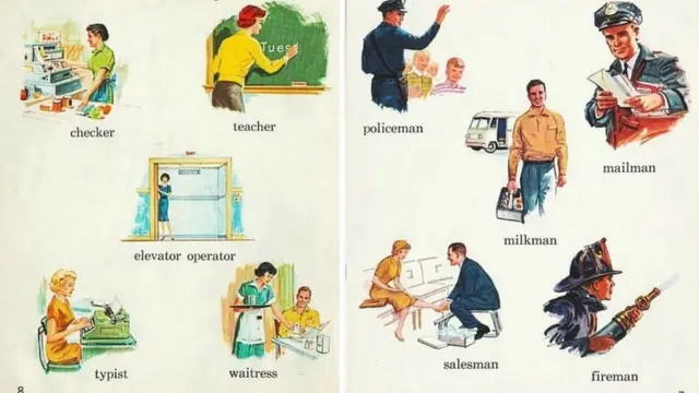 Men and women dipicted in different roles