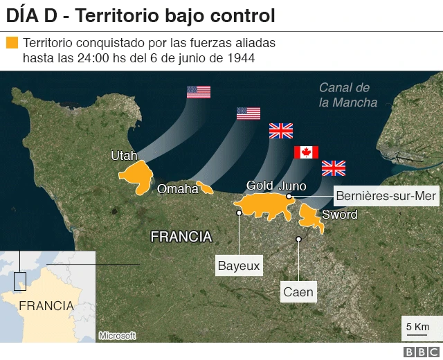 Imagen del resultado del Desembarco de Normandía.