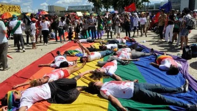 Manifestantes en Brasília