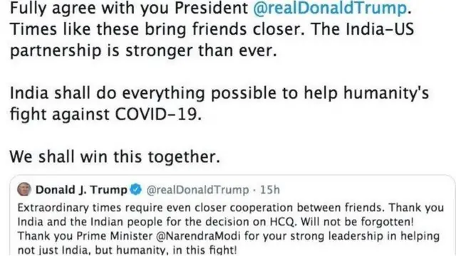 सोशल मीडिया पर फिर चर्चा में है डोनाल़्ड ट्रंप और पीएम मोदी का यह ट्वीट.