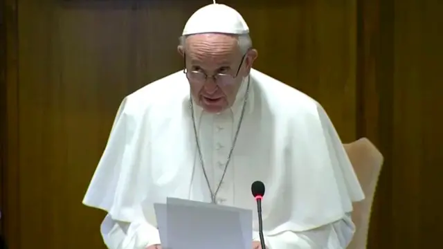 Umwungere wa ekleziya Gatolika, Papa Francis, mu nama i Vatikano kw'ihohoterwa rifatiye ku gitsina rigirwa n'abapatiri, itariki 21/02/2019