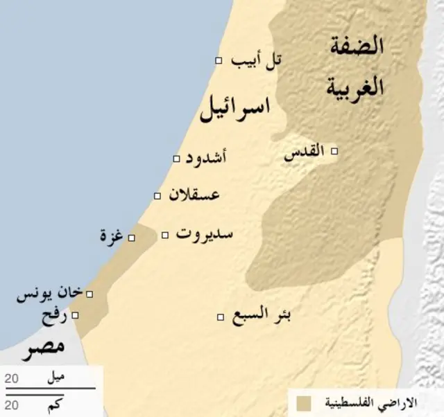 خريطة لفلسطين وإسرائيل