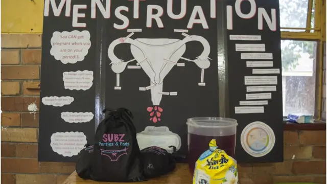 দক্ষিণ আফ্রিকার সোয়েটোতে পিরিয়ড সম্পর্কে মেয়েদের সচেতন করার জন্য পোস্টার।