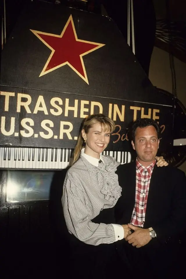 Кристи Бринкли и Билли Джоэл на презентации альбома по итогам советского турне. Нью-Йорк, 1987 г.