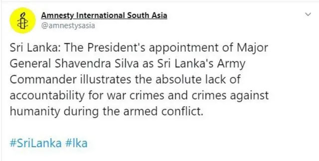 இலங்கை யுத்தக் குற்றவாளியாக அடையாளப்படுத்தப்பட்டவர், ராணுவ தளபதியாக நியமிக்கப்பட்டார்