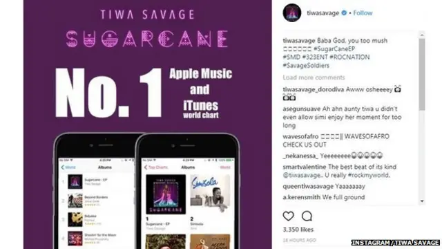 Tiwa Savage on Instagram