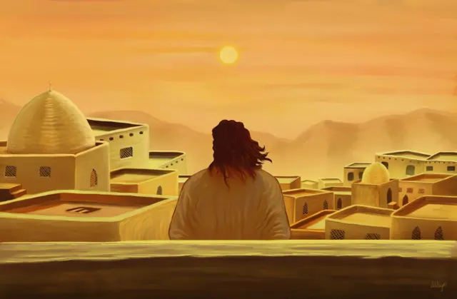 عمل بعنوان "غريب الكوفة" يمثل شخصية مسلم بن عقيل كما تخيلها علي نجدي