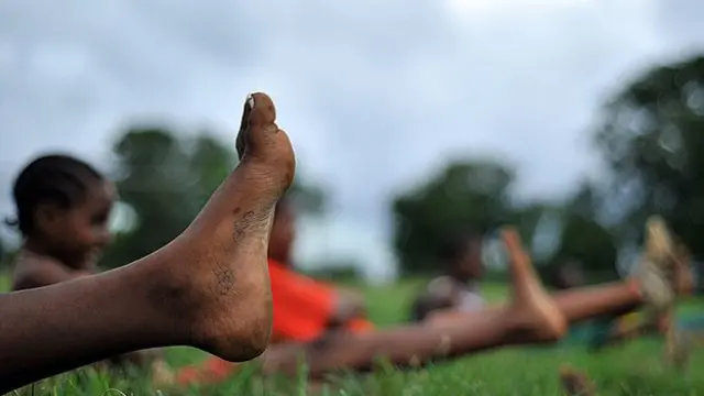 Girls playing in field