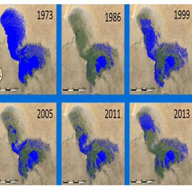 Mapas de la reducción del lago Chad. Foto: Facebook de la Comisión de la Conferencia Internacional de la Cuenca del Lago Chad.