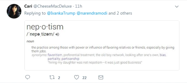 இவான்கா டிரம்ப் இந்தியா வருகிறார்: சமூக வலைத்தளத்தில் ஆதரவும் எதிர்ப்பும்