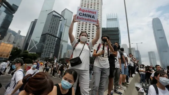 Manifestantes en Hong Kong