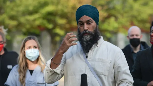 કૅનેડામાં ભારતીય સમુદાયના લોકોની વસતિ ઘણી મોટી છે અને એમાં પણ શીખ સમુદાય સૌથી વધારે છે. આ ચૂંટણીમાં કૅનેડાની ન્યૂ ડેમૉક્રેટિક પાર્ટીને ફાયદો થયો છે. તસવીરમાં એનડીપી નેતા જગમીતસિંહ