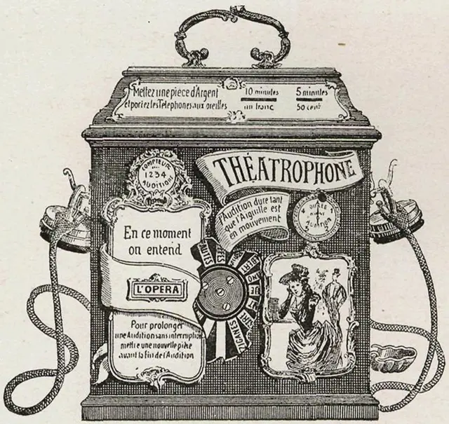 Un "Théâtrophone" operado por monedas de la década de 1890