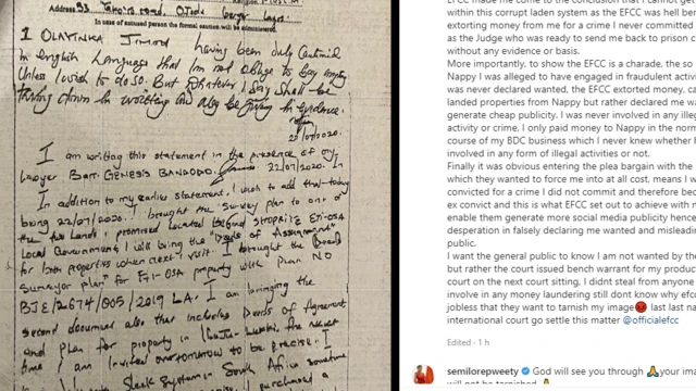 Mompha post one long tok tok about im case wit EFCC