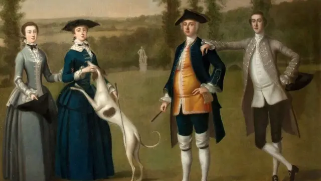 Sir John Trevelyan com sua esposa Louisa Simon, que trouxe com o casamento cerca de mil escravos em Granada