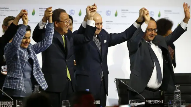Firma del Acuerdo de París en diciembre de 2015.