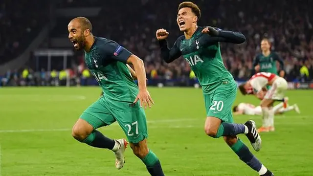 Lucas Moura celebrating after scoring Spurs' winner against Ajax