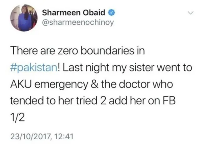 शरमीन ओबेद-चिनॉय का ट्वीट