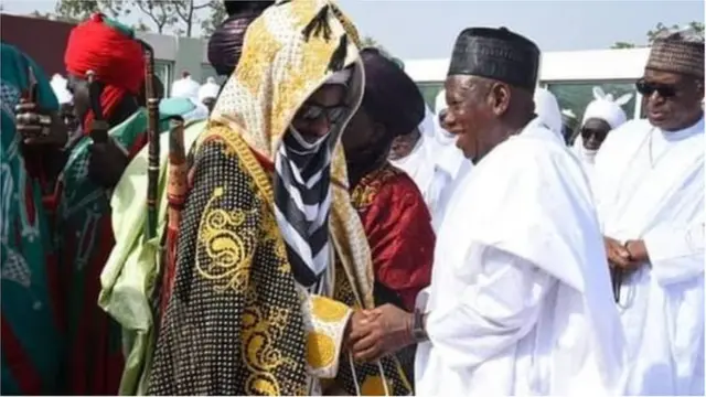 Aworan Gomina Ganduje ati Emir Lamido Sanusi
