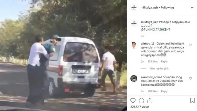 Азиз Ашурбаевнинг Инстаграмдаги блоги милиция ходимларига боғлиқ жанжалларни ёритиб борган