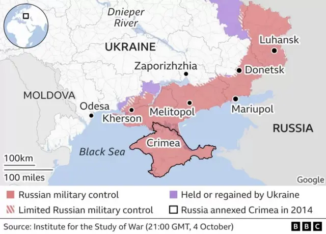 우크라이나 동남부 상황 (출처: 미 전쟁연구소, 10월 3일 기준)