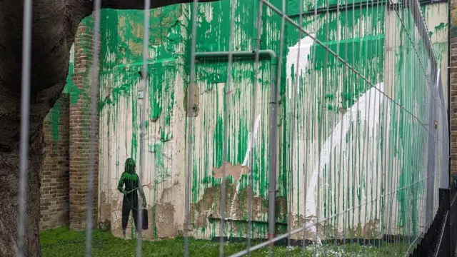 Banksy's urban tree artwork defaced with white paint