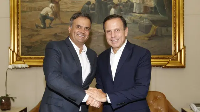 Aécio Neves e João Doria na Prefeiturabodog saque mínimoSão Paulo