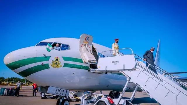 President Buhari as e land New York