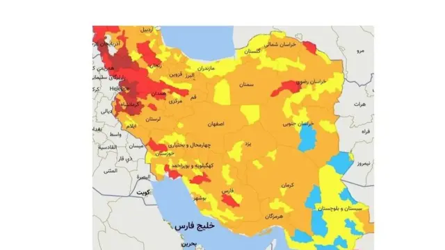 برای نخستینبار طی ماههای اخیر، رنگ آبی هم که نشانگر کمترین میزان شیوع ویروس کرونا است به نقشههای اعلام وضعیت کرونا در ایران بازگشته