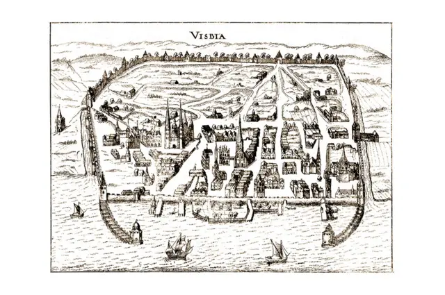 Mapa antiguo de Visby