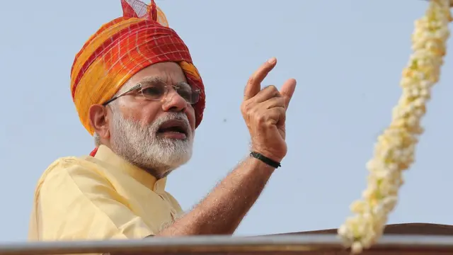 穆迪在新德里庆祝印度独立70周年典礼上(15/8/2017)