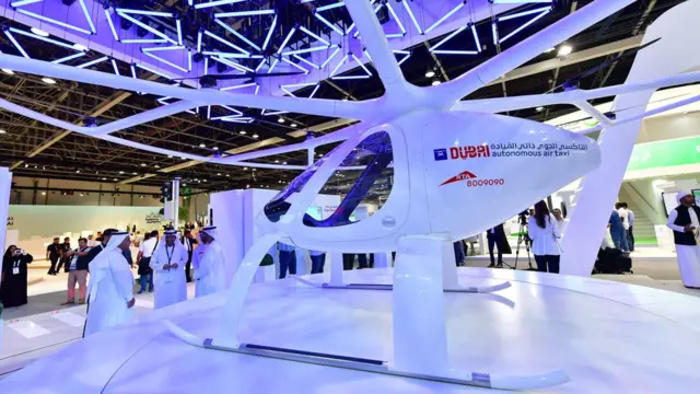 A drone taxi is seen on view at the Gitex 2017 exhibition at the Dubai World Trade Center in Dubai on 8 October 2017