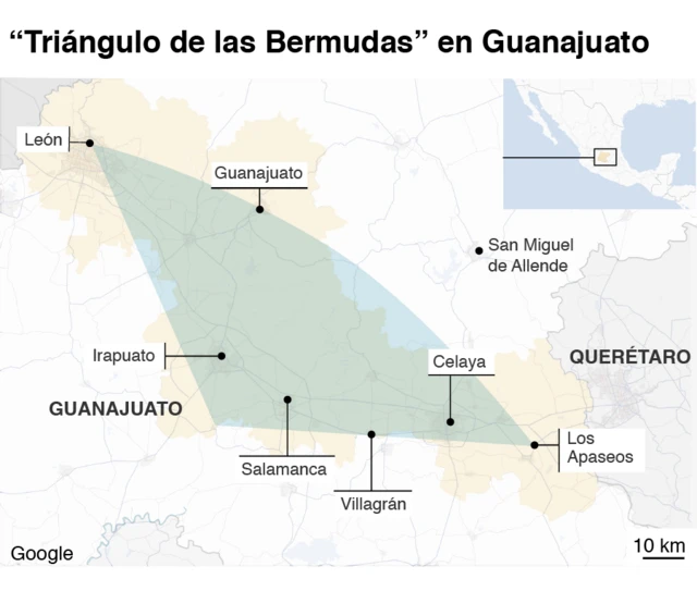 Mapa triángulo Guanajuato