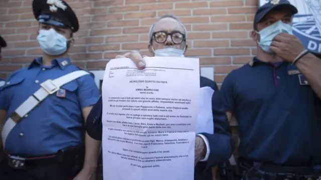 Carta de despedida de Ennio Morricone.