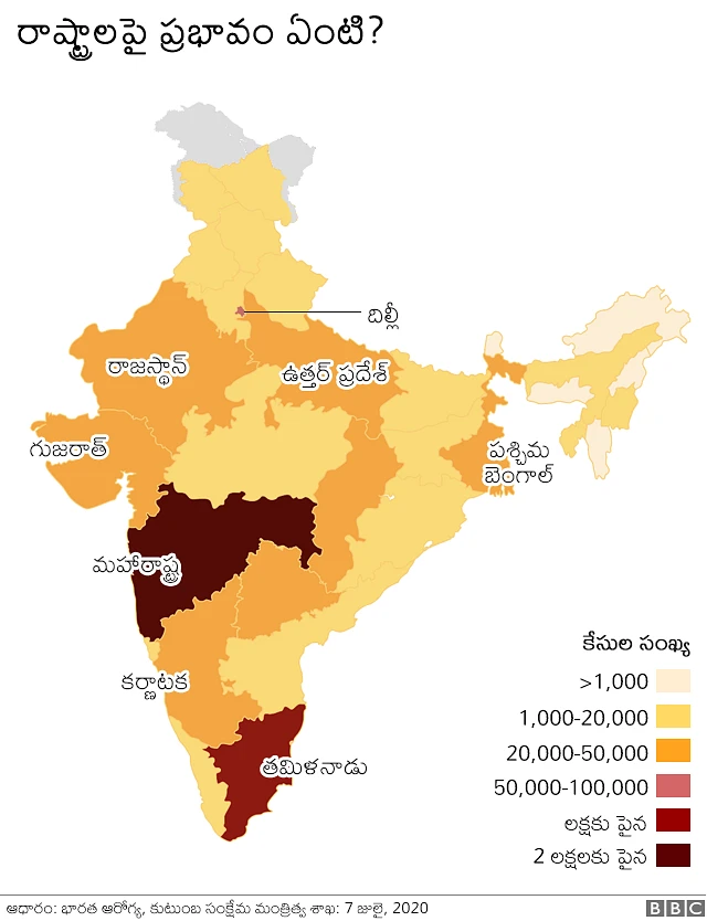 రాష్ట్రాల వారీగా కరోనావైరస్ కేసులు