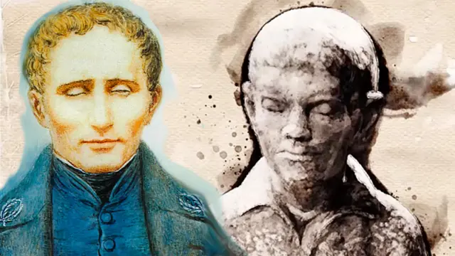 Louis Braille criança e adulto