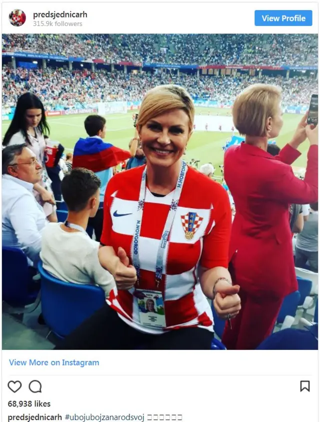 Post publicado pela presidente croata Kolinda Brabar-Kitarović