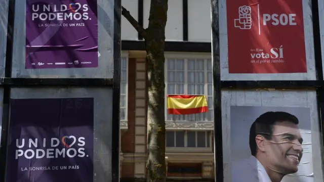 Afiches de los partidos Unidos Podemos y del Partido Socialista