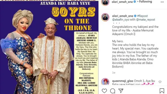 Olori memunat Omowunmi Adeyemi ati Oba Lamidi Olayiwola Adeyemi