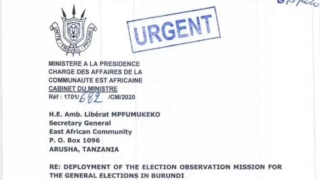 barua ilioandikwa na Jumuiya ya Afrika mashariki kwa