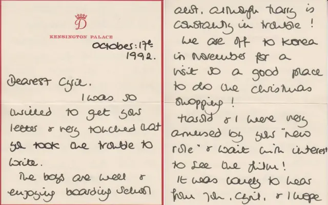 письмо от принцессы Дианы