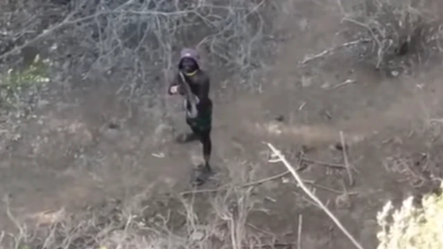 Screengrab of drone footage for bandits