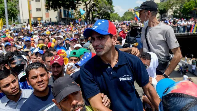 Henrique Capriles durante la manifestación de este sábado en Caracas.