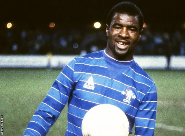 Paul Canoville with the match ball after scoring a hat-trick in Chelsea's 6-1 win over Swansea in 1983