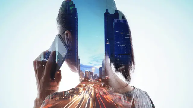 Woman with Shenzhen superimposed on body