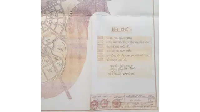 Một phần tấm bản đồ được cho bản đồ quy hoạch 1996