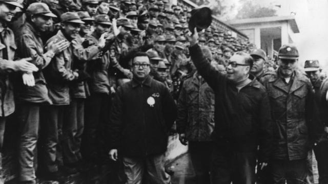 28 February, 1975: Premier Chiang Ching-Kuo of Taiwan (1910 - 1988), son of Chiang Kai-Shek, visits troops in Kinmen Island during the Chinese lunar New Year to convey President Chiang Kai-Shek's warm regards to the garrison.
