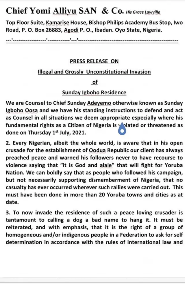 Iwe ti Igboho kọ si ijọba apapọ