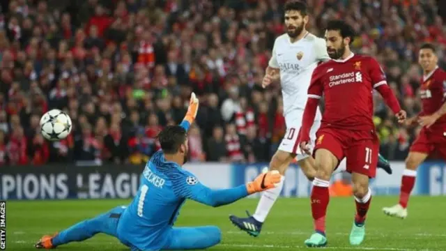 Mohamed Salah yinjije ibitsindo bibiri igihe batsinze Roma 5-2 mu rukino rwa mbere rw'igice ca kabiri
